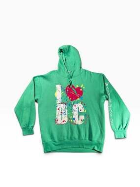 DC Green I Love DC Washington DC Paint Splatter Hoodie Sweatshirt Size Large